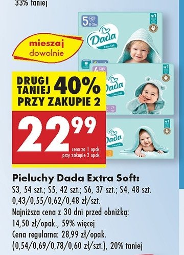 Pieluszki dla dzieci 6 Dada extra soft promocja w Biedronka