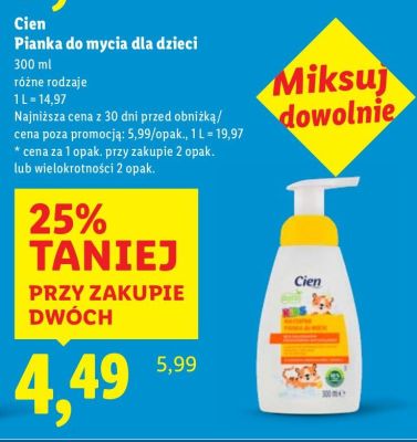 Pianka do mycia dla dzieci Cien promocja w Lidl