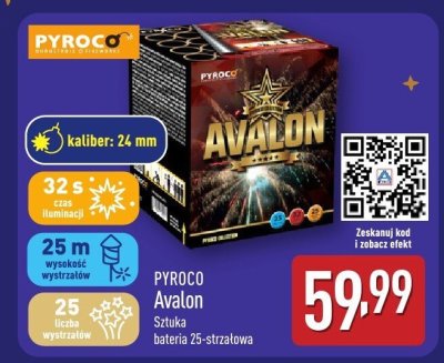 Fajerwerki PYROCO Avalon Sztuka bateria 25-strzałowa promocja w Aldi
