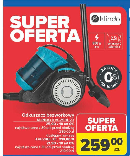 Odkurzacz kvc29bl-23 Klindo promocja