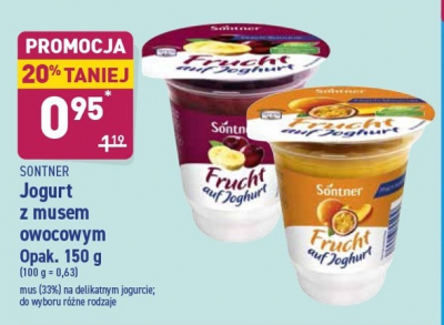 Jogurt z musem bananowo wiśniowym Sontner promocja