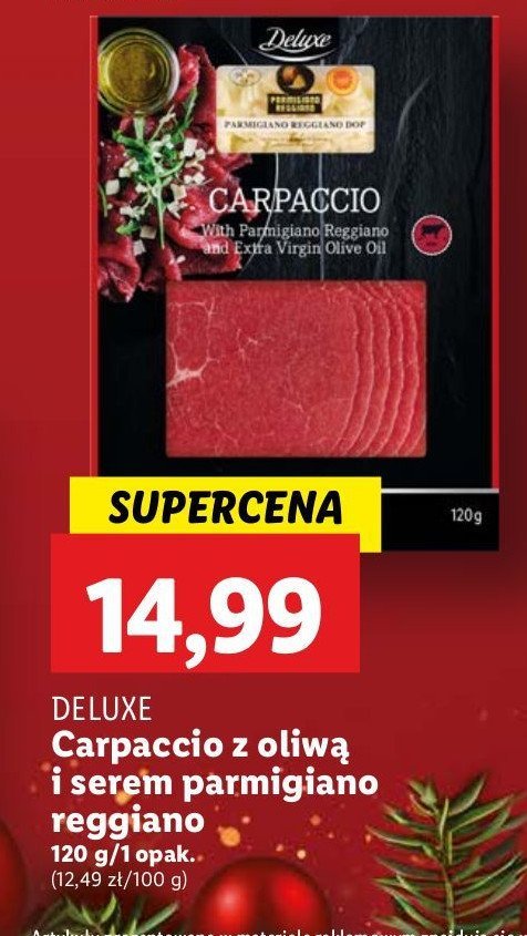 Carpaccio z oliwą z oliwek i serem Deluxe promocja