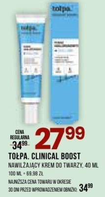 Nawilżający krem Tolpa Clinical Boost do twarzy, 40 ml promocja w Drogerie Natura