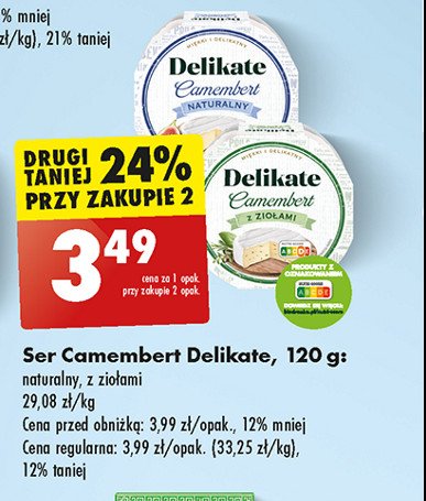 Ser camembert naturalny Delikate promocja