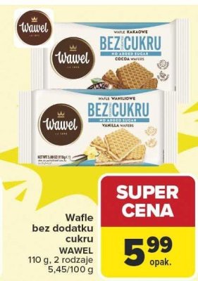Wafle bez dodatku cukru WAWEL kakaowe promocja w Carrefour