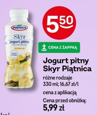 Jogurt pitny Skyr Piątnica różne rodzaje promocja w Żabka
