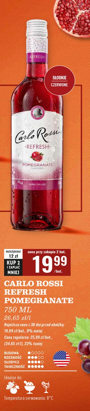 Wino Carlo rossi refresh pomegranate promocja