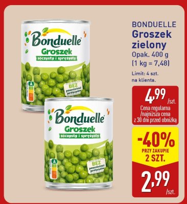 BONDUELLE Groszek zielony promocja w Aldi