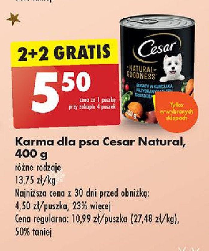 Karma dla psa z kurczakiem Cesar (karma) promocja