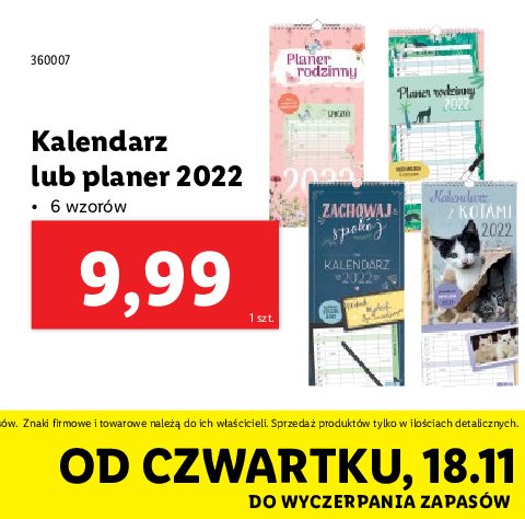 Kalendarz 艣cienny dzienny 2022 promocja