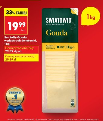 Ser żółty Gouda w plastrach 1 kg promocja w Biedronka