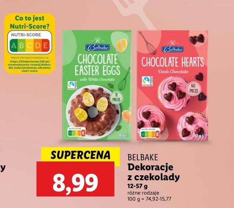 Dekoracje z czekolady eggs Belbake promocja w Lidl