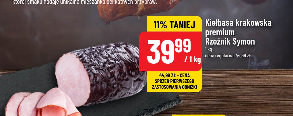 Kiełbasa krakowska premium Rzeźnik szymon poleca promocja w POLOmarket