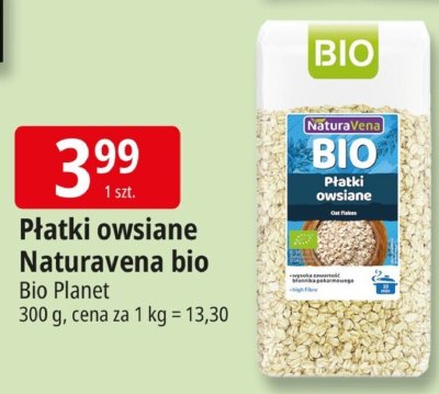 Płatki owsiane NaturaVena BIO Bio Planet promocja w Leclerc