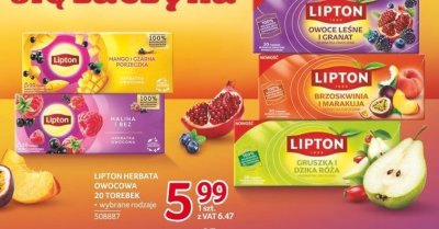 Herbata owocowa Lipton 20 torebek wybrane rodzaje promocja w Selgros