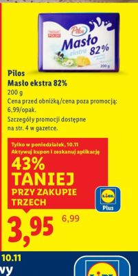 Masło extra 82% Pilos promocja w Lidl