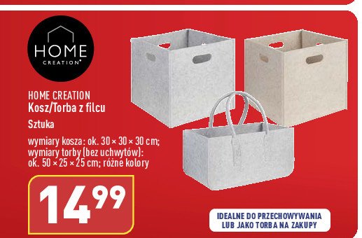 Koszyk filcowy 30 x 30 x 30 cm Home creation promocja