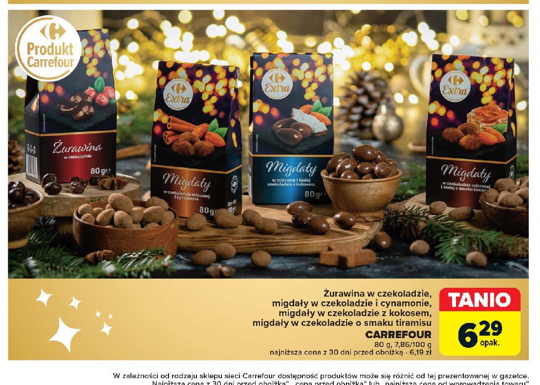 Migdały w czekoladzie i cynamonie Carrefour extra promocja