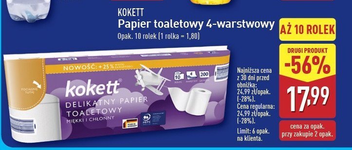 Papier toaletowy Kokett promocja w Aldi