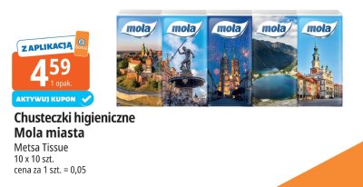 Chusteczki higieniczne Mola miasta Metsa Tissue 10 x 10 szt. promocja w Leclerc