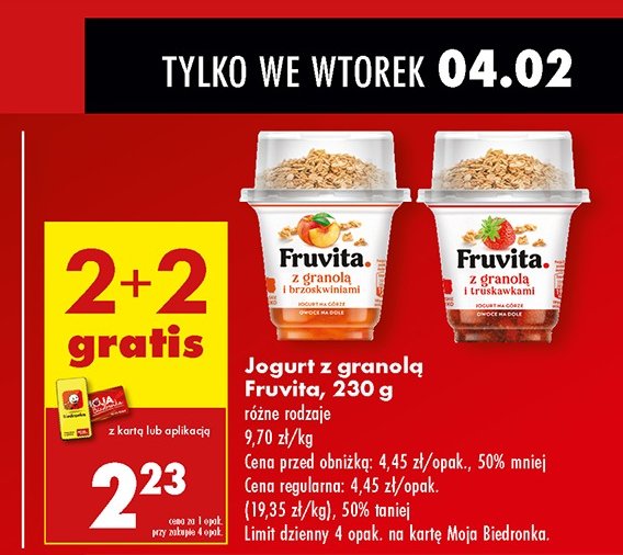 Jogurt brzoskwiniowy z granolą Fruvita promocja