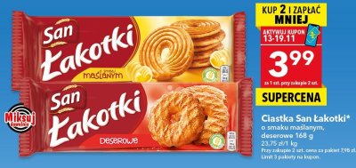 Ciastka San Łakotki o smaku maślanym, deserowe 168 g promocja w LEWIATAN