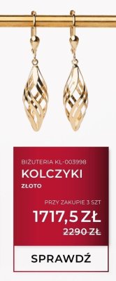 Kolczyki złote KL-003998 promocja w Briju