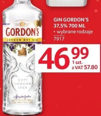 Gin Gordon's 37,5% 700 ml promocja w Selgros