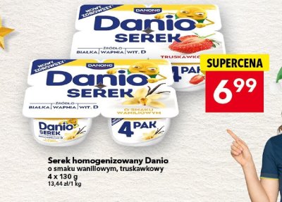 Serek homogenizowany Danio o smaku truskawkowym 4 x 130 g promocja w LEWIATAN