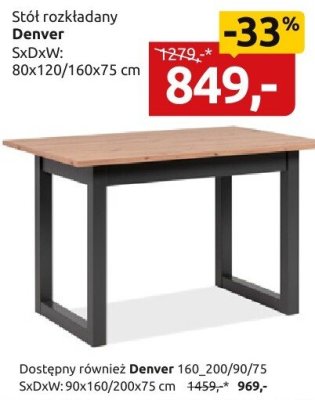 Stół rozkładany Denver promocja w Black Red White