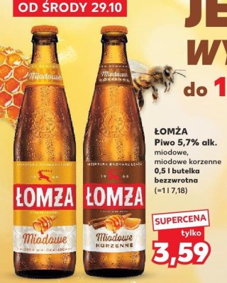 Piwo Łomża miodowe 0,5 l butelka promocja w Kaufland