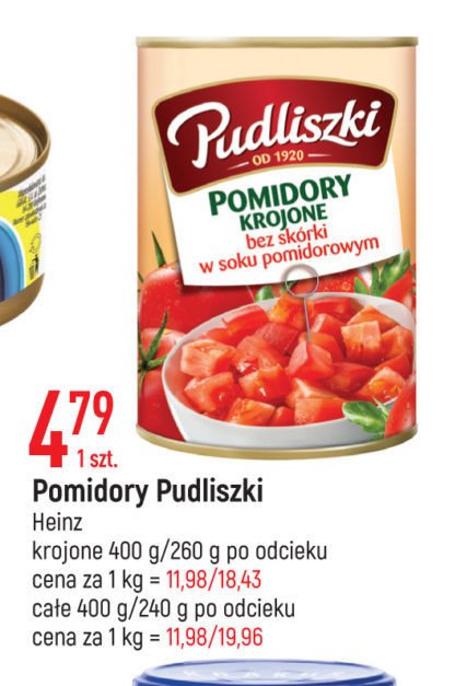Pomidory krojone bez sk贸rki w soku pomidorowym Pudliszki promocja