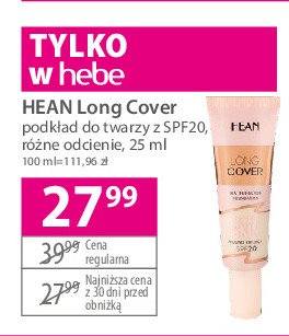 Podkład kryjąco-wodoodporny Hean long cover Hean cosmetics promocja