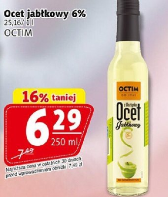 Ocet jabłkowy Ocet jabłkowy 6% OCTIM promocja w Prim Market