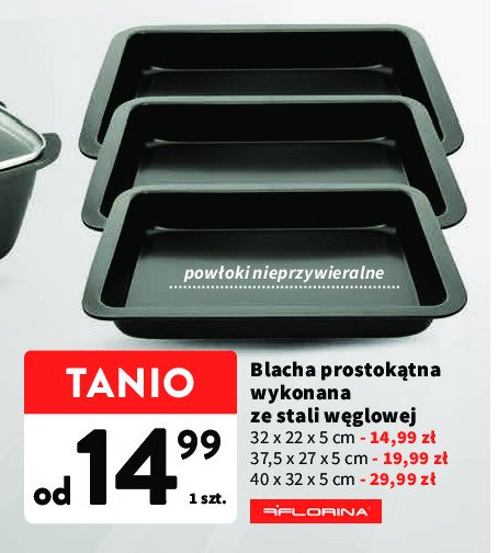 Blacha do pieczenia 40 x 32 x 5 cm FLORINA promocja