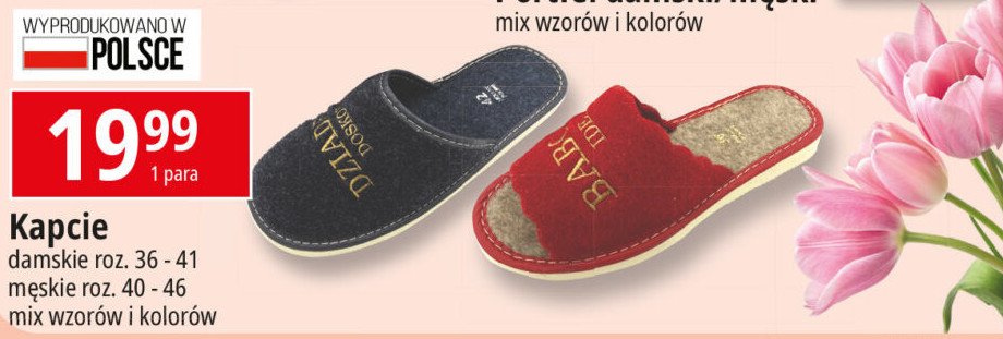 Kapcie damskie  rozm. 36-41 promocja w Leclerc