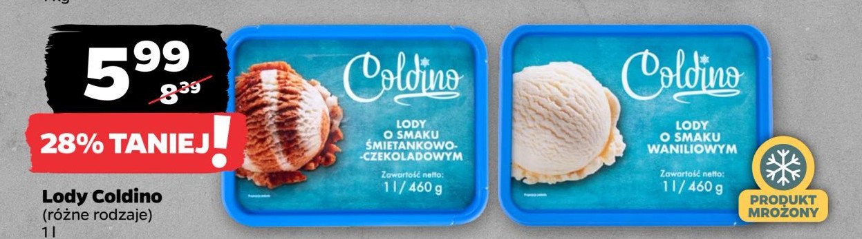 Lody o smaku śmietankowo - czekoladowym Coldino promocja