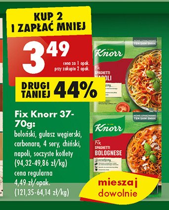 Spaghetti 4 sery z mozarellą Knorr fix promocja
