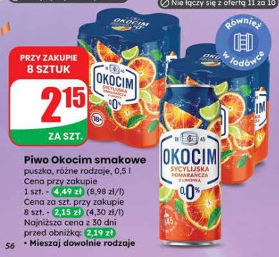 Piwo Okocim smakowe puszka różne rodzaje 0,5l promocja w Dino