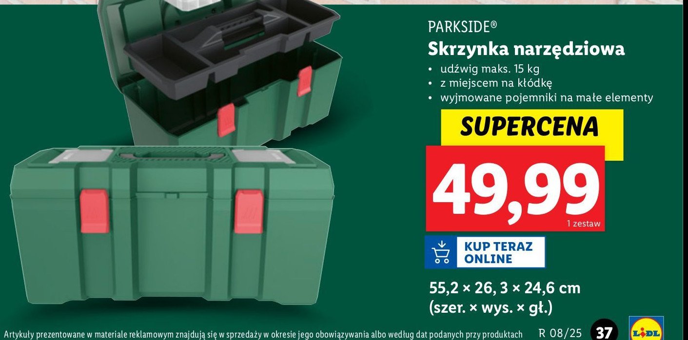 Skrzynka narzedziowa Parkside promocja w Lidl