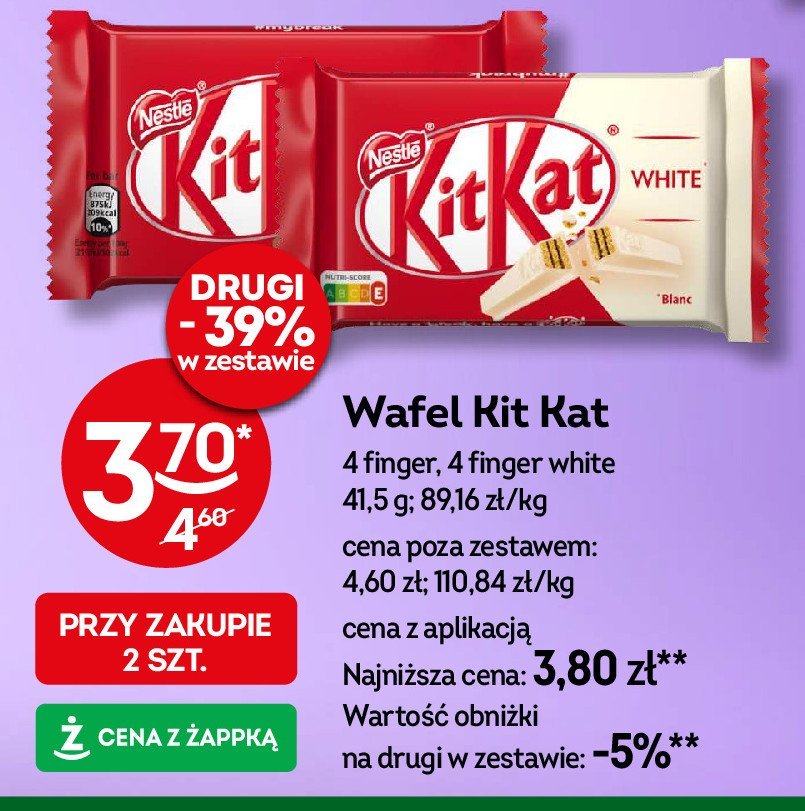 Baton white Kitkat 4 paluszki promocja w Żabka