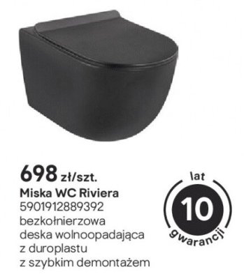 Miska WC Riviera Orinoco bezkołnierzowa deska wolnoopadająca z duroplastu z szybkim demontażem promocja w Castorama