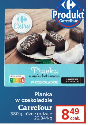 Pianka o smaku kokosowym w czekoladzie Carrefour extra promocja