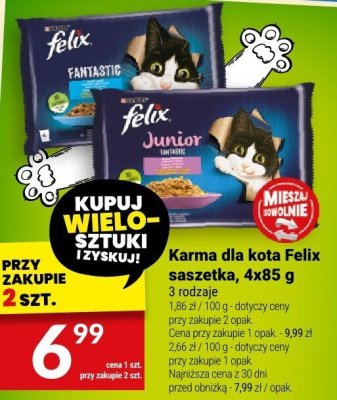 Karma dla kota Felix saszetka, 4x85 g promocja w Twój Market