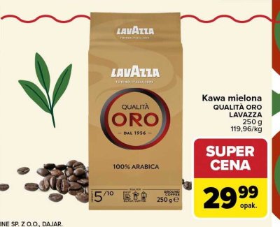Kawa mielona QUALITÀ ORO LAVAZZA 250 g promocja w Carrefour
