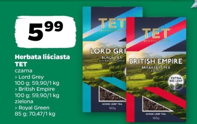 Herbata liściasta TET British Empire promocja w Netto