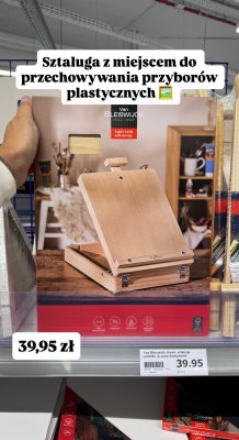 Sztaluga drewniana z miejscem do przechowywania przyborów plastycznych Van Bleiswijk promocja w Action