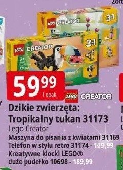 Klocki Lego Creator Dzikie zwierzęta: Tropikalny tukan 31173 promocja w Leclerc