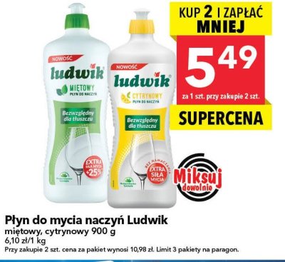 Płyn do mycia naczyń Ludwik cytrynowy 900g promocja w LEWIATAN