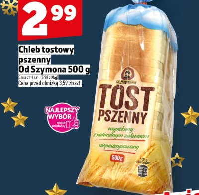 Chleb tostowy pszenny Od Szymona 500g promocja w TOPAZ